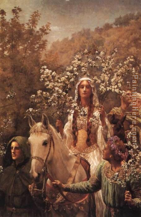 Guinevere's Maying painting - John Collier Guinevere's Maying art painting